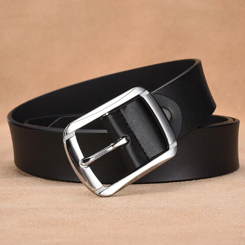 Genuine Leather Belt Fashion Men's Belt High-quality Jean Belt Square Buckle Pin Buckle Design Vintage Strap Waistband