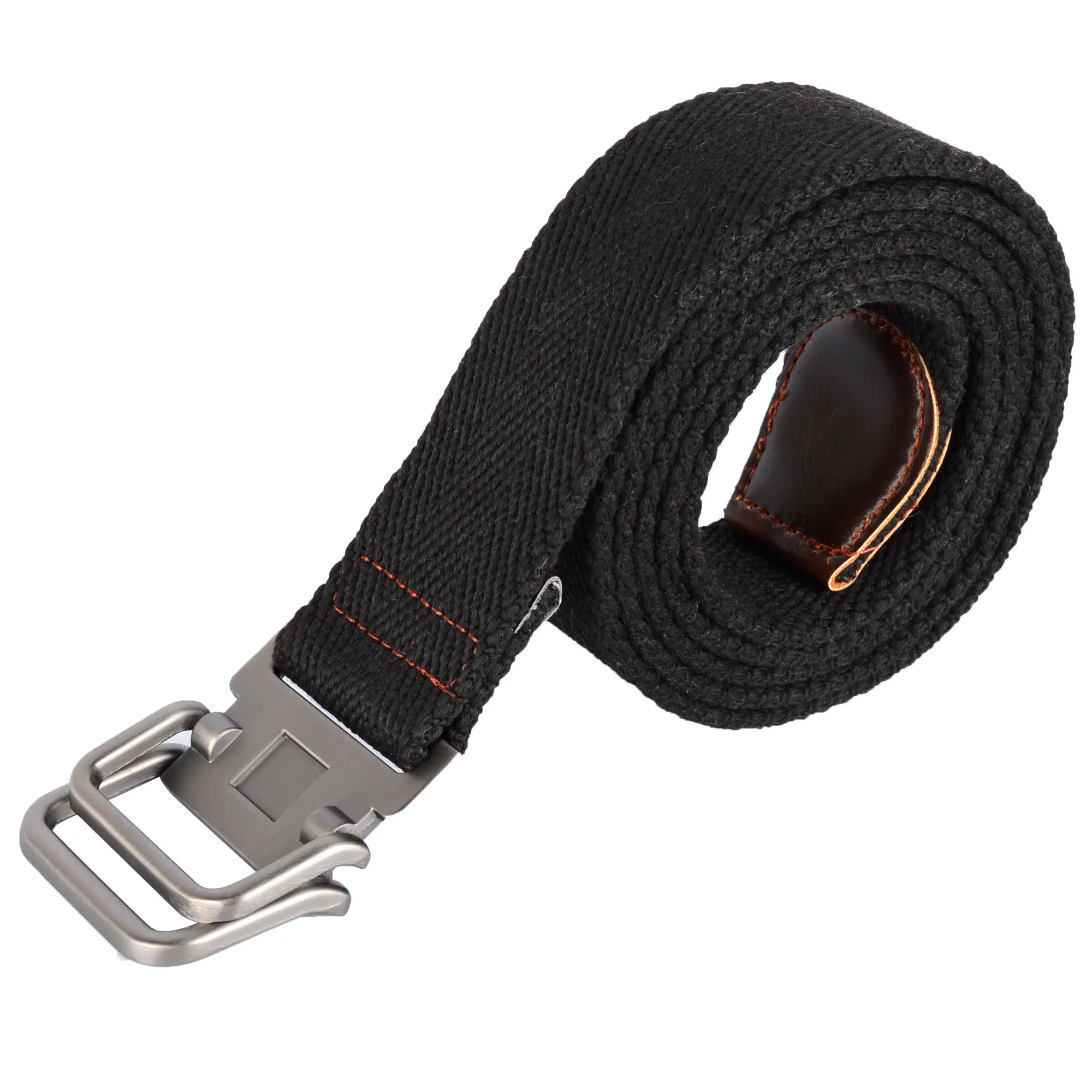Plus Size 39-75'' Mens Belt Double Ring Canvas Web Fabric Belt Casual Work Tactical Black
