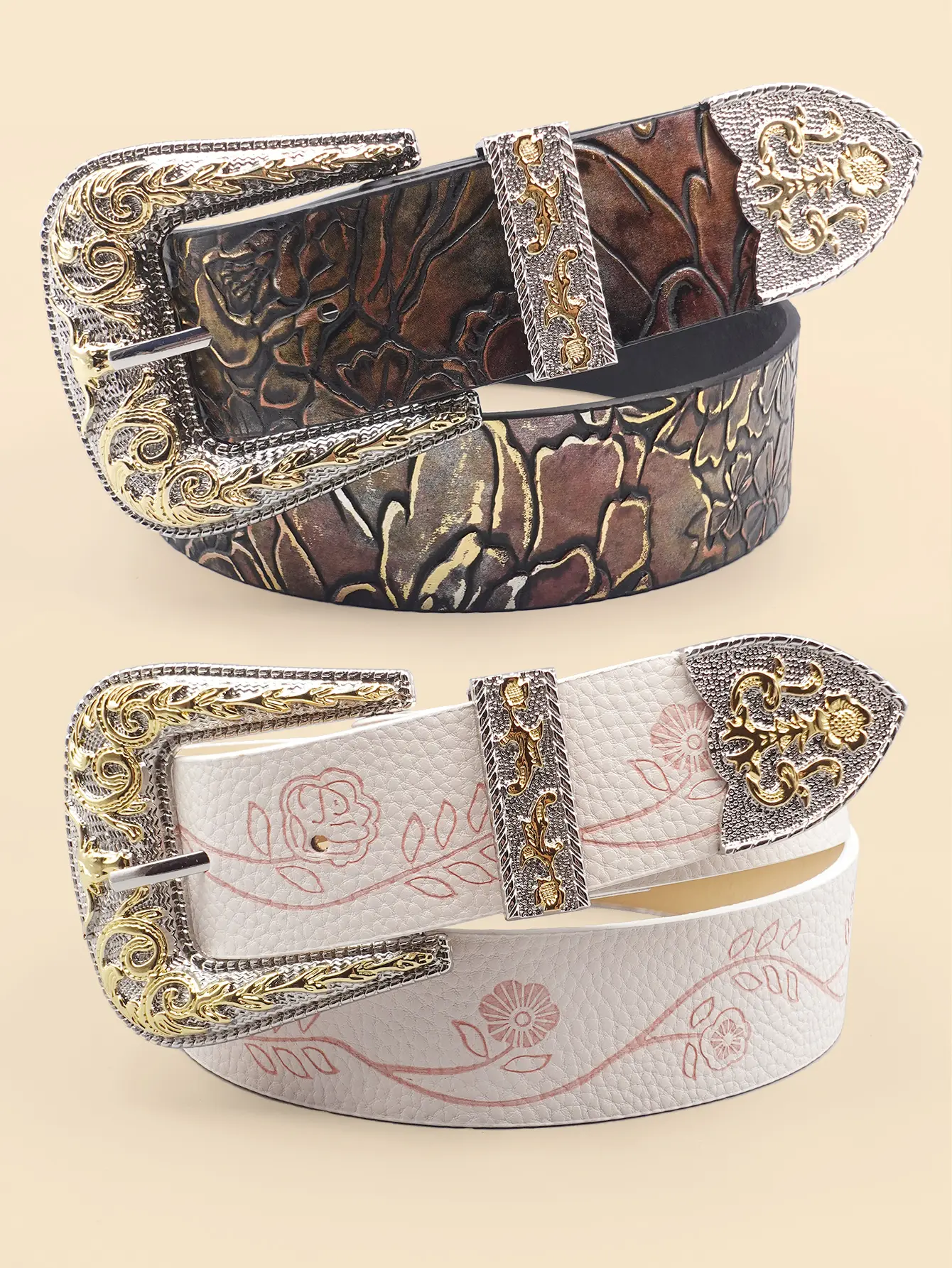 White & Black Smooth Edge Women's Belt - Minimalist Solid Color Waistband with Gold Engraving & Alloy Buckle for Office/Dates