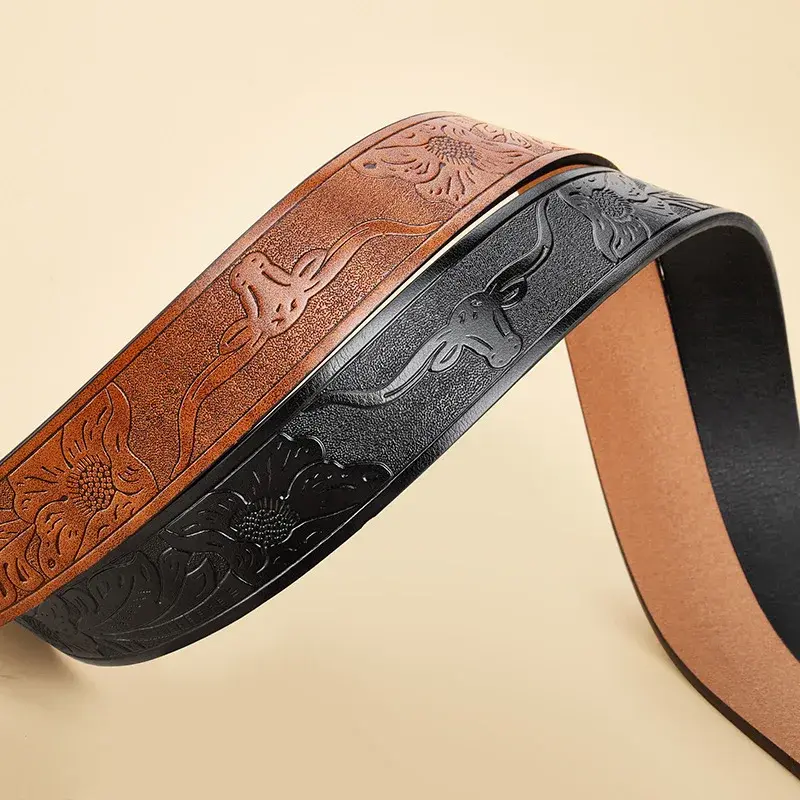 3.8cm Belts Without Buckle PU Leather Belt Body No Buckle Strap for Smooth Buckle Belt High Quality Male Belts