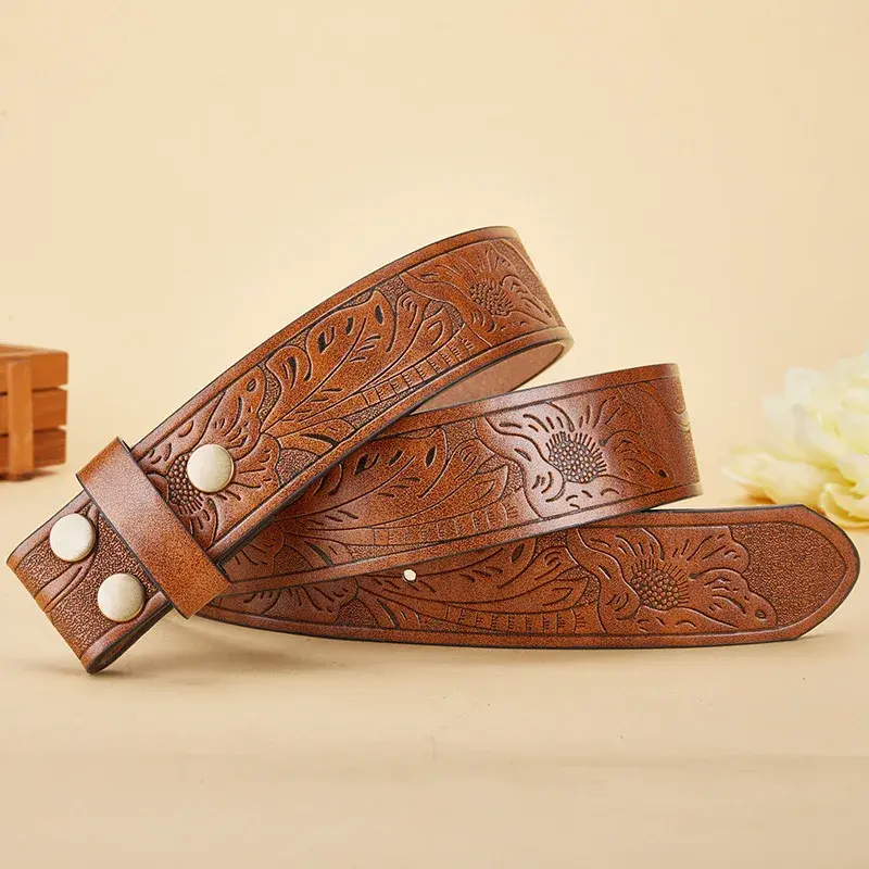 3.8cm Belts Without Buckle PU Leather Belt Body No Buckle Strap for Smooth Buckle Belt High Quality Male Belts