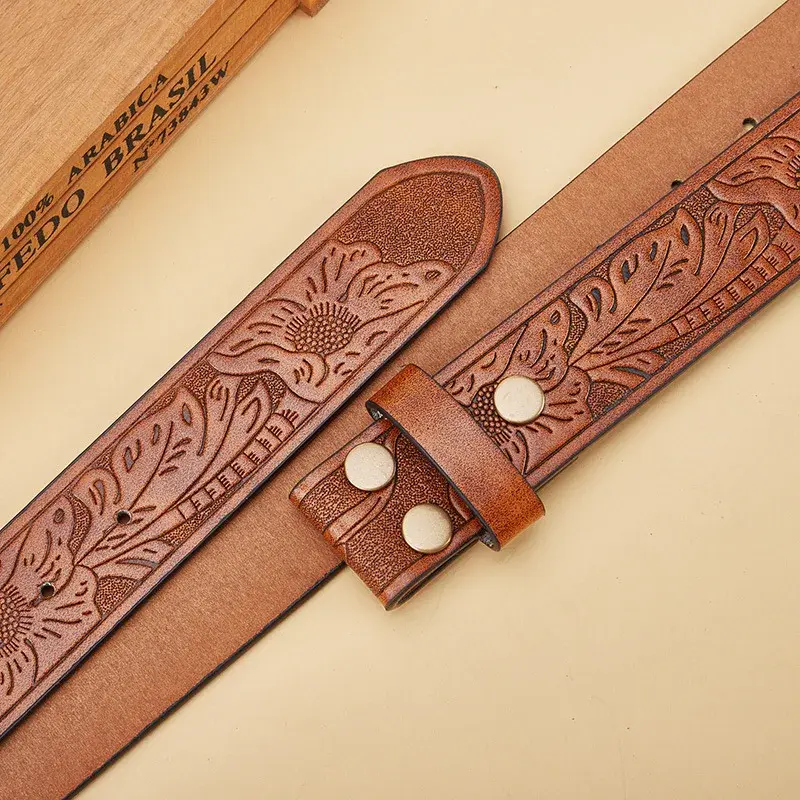 3.8cm Belts Without Buckle PU Leather Belt Body No Buckle Strap for Smooth Buckle Belt High Quality Male Belts