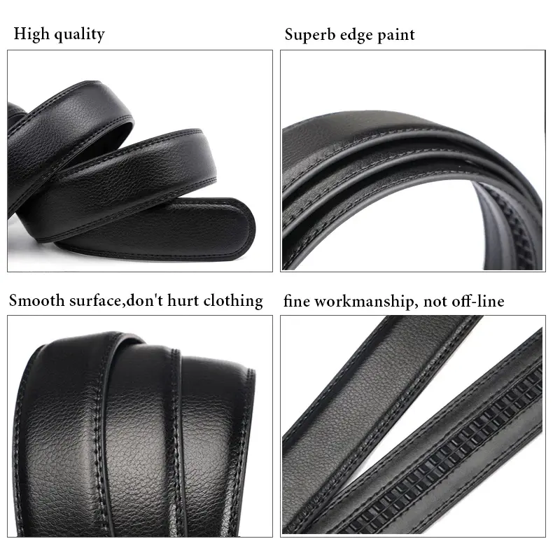 2.4 2.8 3.0 3.5 Width Belt No Buckle for Automatic Buckle PU Leather Belts without Buckle for Men Women No Buckle 4 Size Wide
