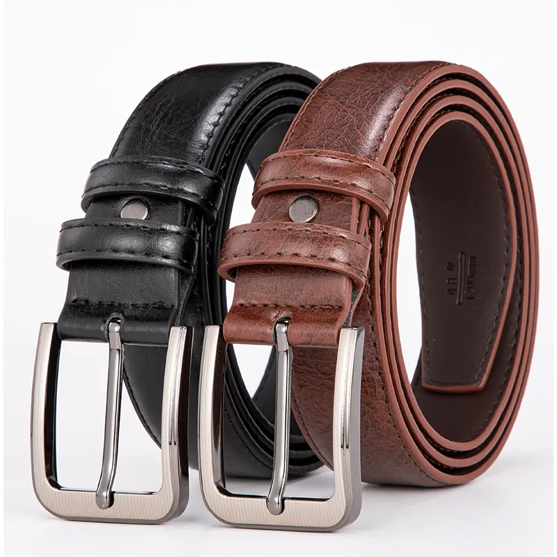 1pcs  Men's Fashion Alloy Pin Buckle Head PU Leather Belt Versatile Casual Business Universal Suitable For Jeans and Trousers