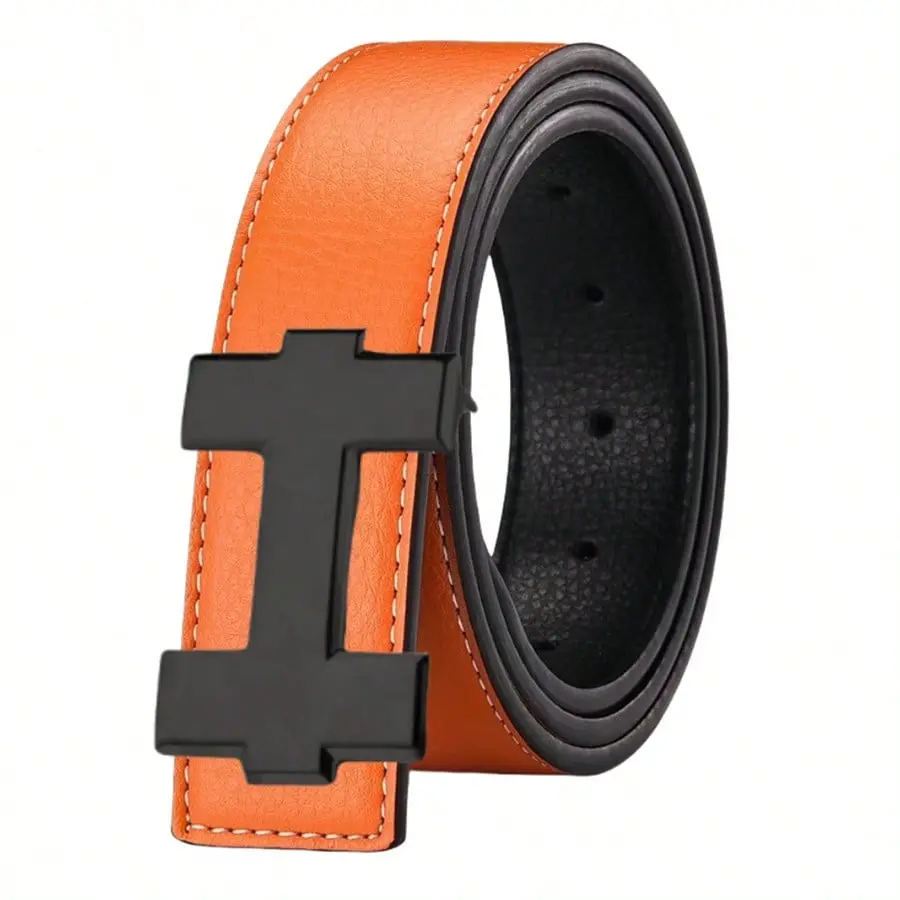 Fashion Unisex Smooth Buckle Luxury Silver H Letter Alloy Buckle Waist Belt Stylish Versatile Casual Belt Suitable for Work