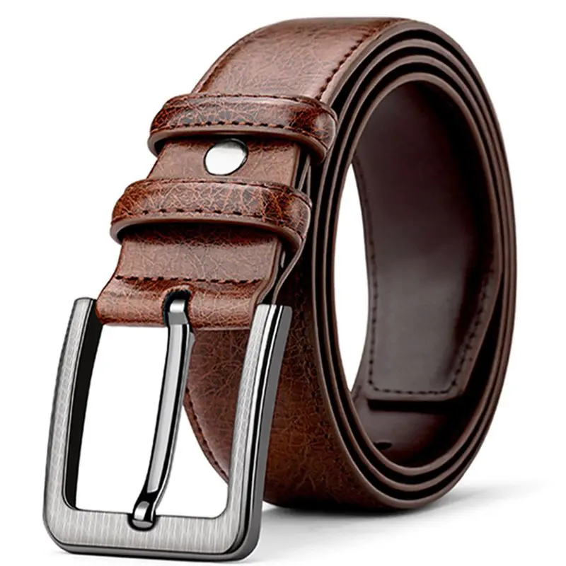 1pcs  Men's Fashion Alloy Pin Buckle Head PU Leather Belt Versatile Casual Business Universal Suitable For Jeans and Trousers