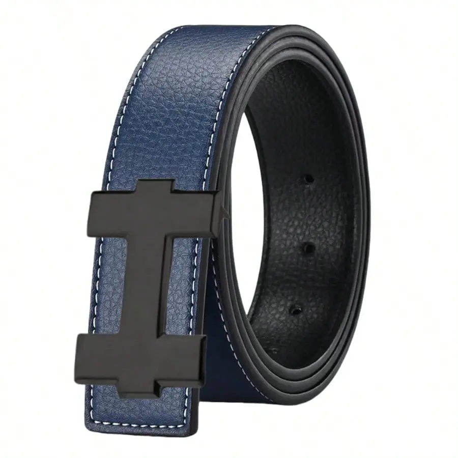 Fashion Unisex Smooth Buckle Luxury Silver H Letter Alloy Buckle Waist Belt Stylish Versatile Casual Belt Suitable for Work