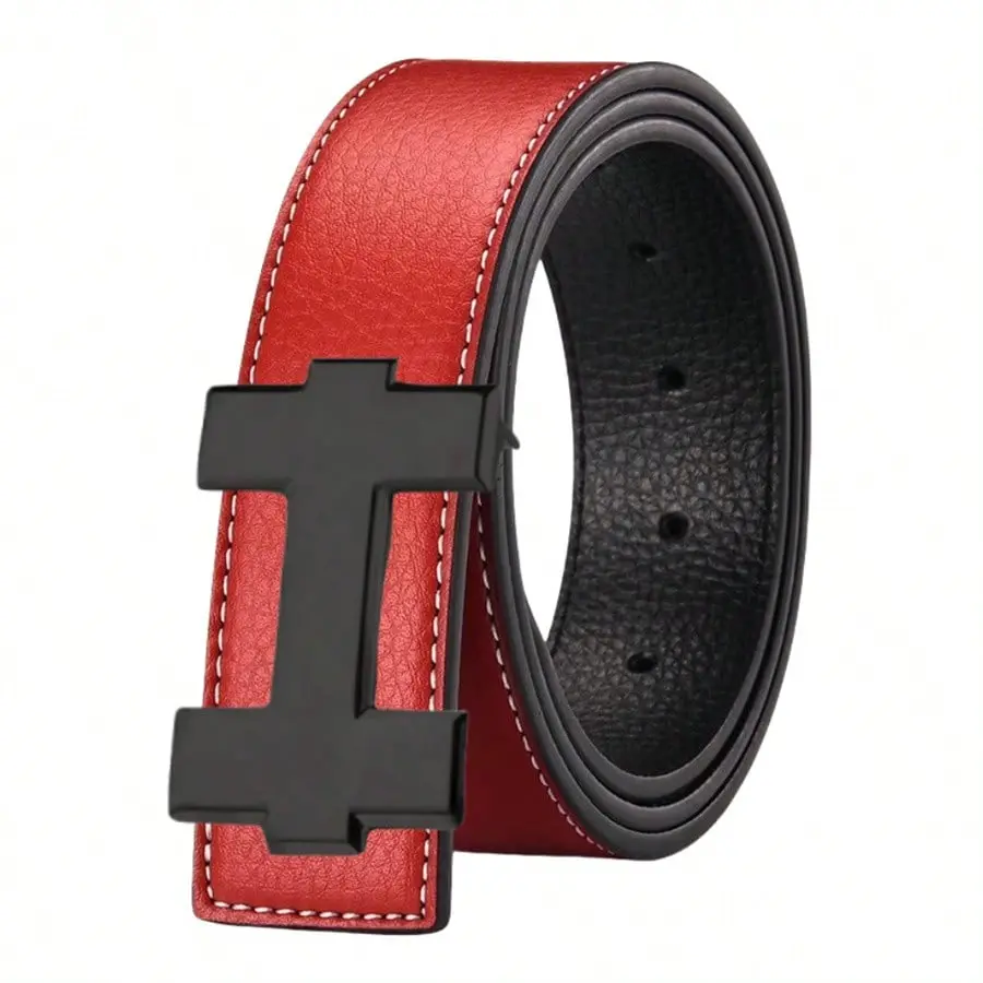 Fashion Unisex Smooth Buckle Luxury Silver H Letter Alloy Buckle Waist Belt Stylish Versatile Casual Belt Suitable for Work