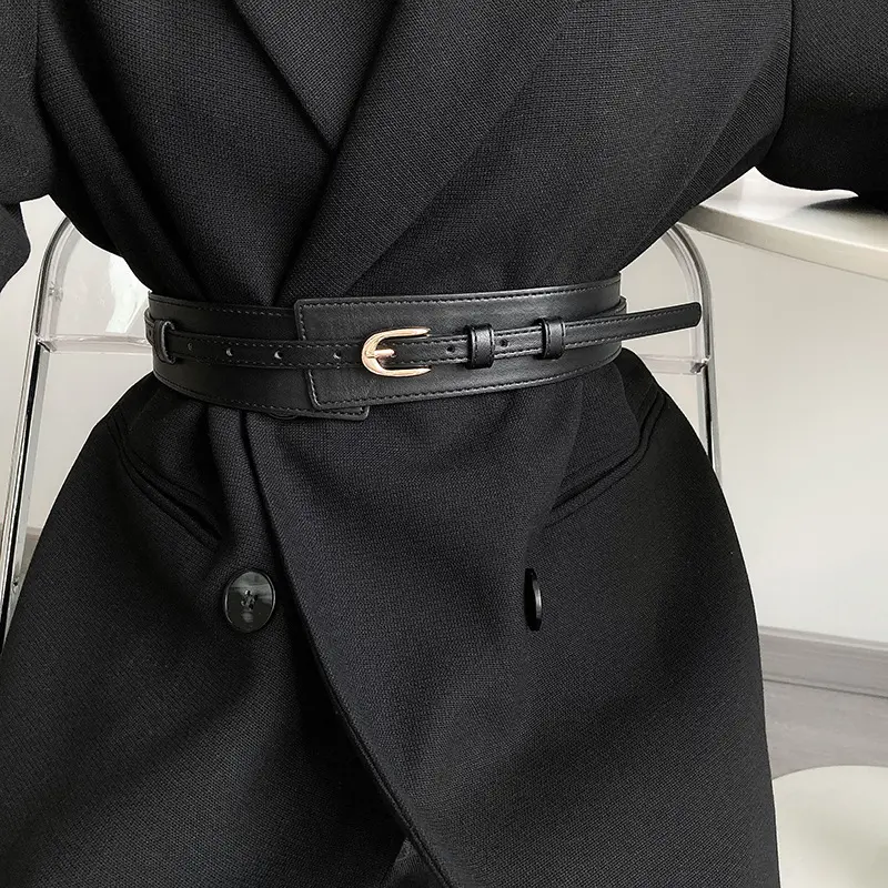Premium Wide Leather Belt - Crafted with Genuine Leather, Classic Pin Buckle, Elegant Vintage Design - Perfect for Women