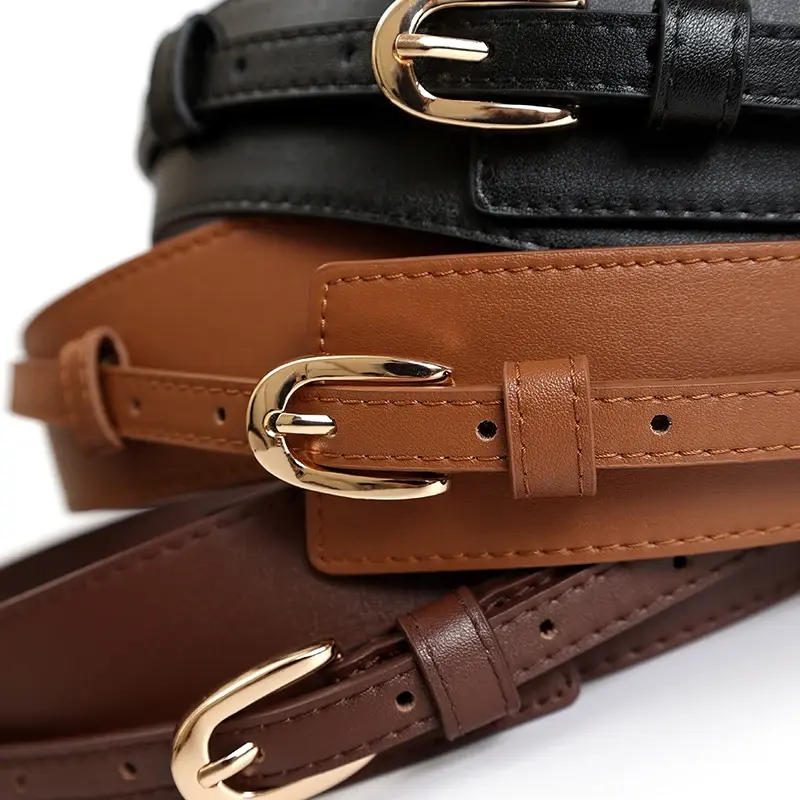 Premium Wide Leather Belt - Crafted with Genuine Leather, Classic Pin Buckle, Elegant Vintage Design - Perfect for Women