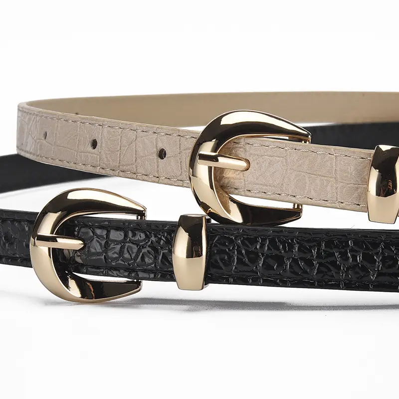 Popular Ladies' Versatile Alloy Buckle Imitation Leather Belt Simple Matching Dress Casual Belt High-end Pants Belt