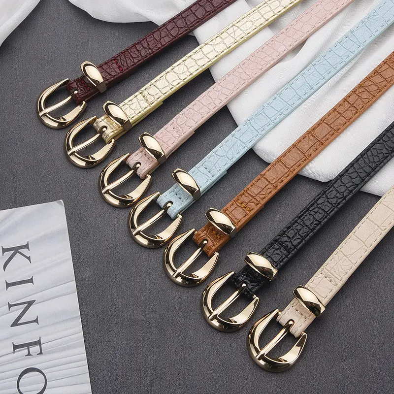 Popular Ladies' Versatile Alloy Buckle Imitation Leather Belt Simple Matching Dress Casual Belt High-end Pants Belt