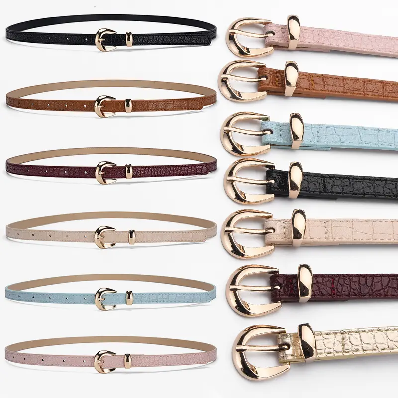 Popular Ladies' Versatile Alloy Buckle Imitation Leather Belt Simple Matching Dress Casual Belt High-end Pants Belt
