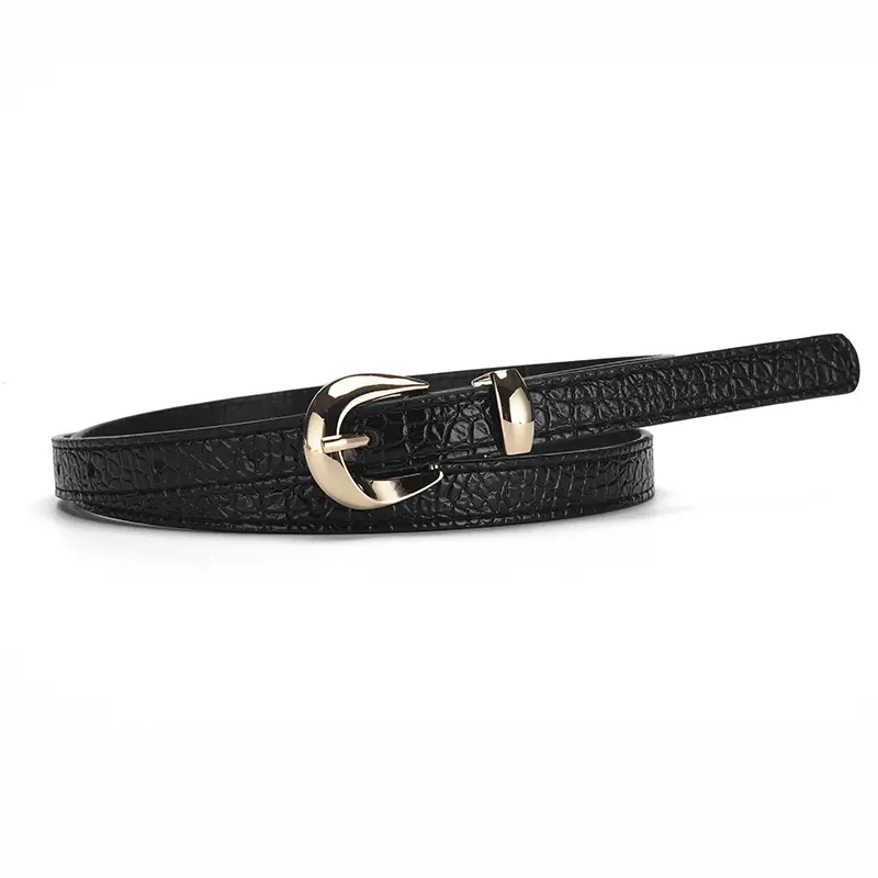 Popular Ladies' Versatile Alloy Buckle Imitation Leather Belt Simple Matching Dress Casual Belt High-end Pants Belt