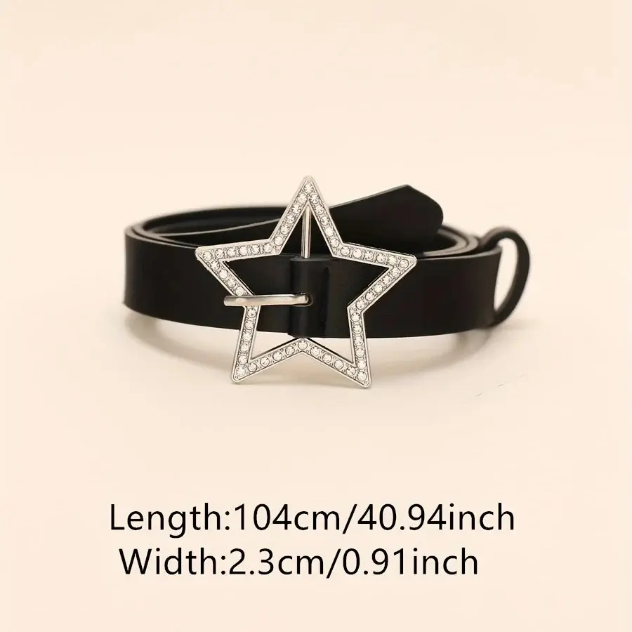 Y2K Belts for Women Spice Girls Pink Black White Belt Denim Star PU Leather Rhinestones Belt Ins Sweet Cool Corset Jeans Belts