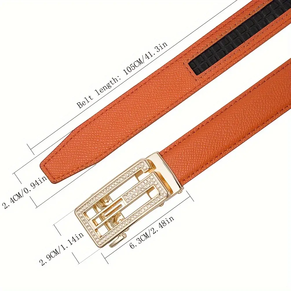 2025 New Women's Alloy Automatic Buckle Microfiber Hollow Belt Casual Jeans Decorative Waist Chain Light Luxury All-match Design