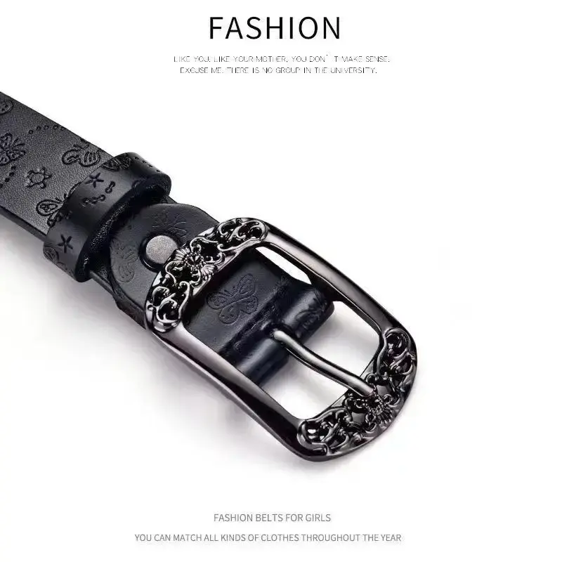 Ladies' Retro Printed PU Leather Belt Korean Version Needle Buckle Casual Pants Waist Accessory Elegant Fashion Accesssory