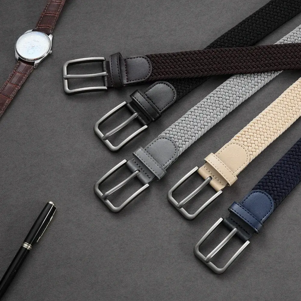 Men's Elastic Belts Unisex Casual Woven Belt for Men Outdoor Rock Climbing Training Work Belt with Jeans Belt of Women 115cm
