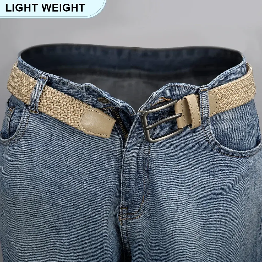Men's Elastic Belts Unisex Casual Woven Belt for Men Outdoor Rock Climbing Training Work Belt with Jeans Belt of Women 115cm