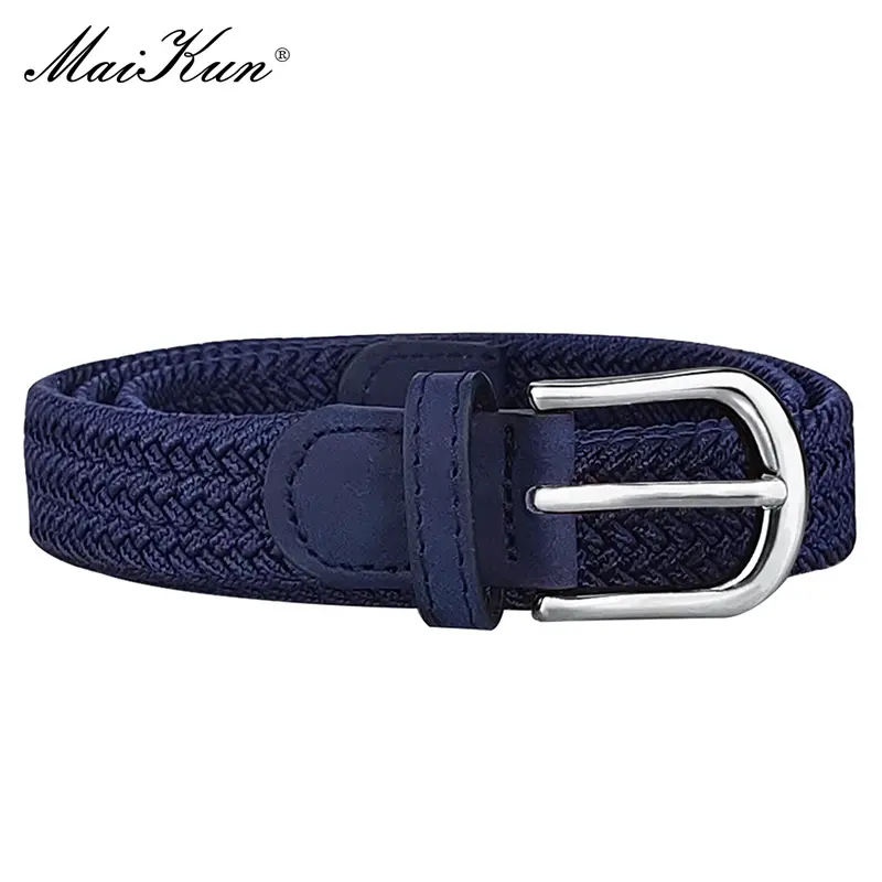 MaiKun Canvas Braided Belts for Women Fashion Adjustable Big Size   Metal Pin Buckle Elastic Waistband High Quality Casual Style