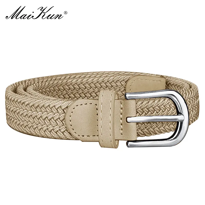 MaiKun Canvas Braided Belts for Women Fashion Adjustable Big Size   Metal Pin Buckle Elastic Waistband High Quality Casual Style