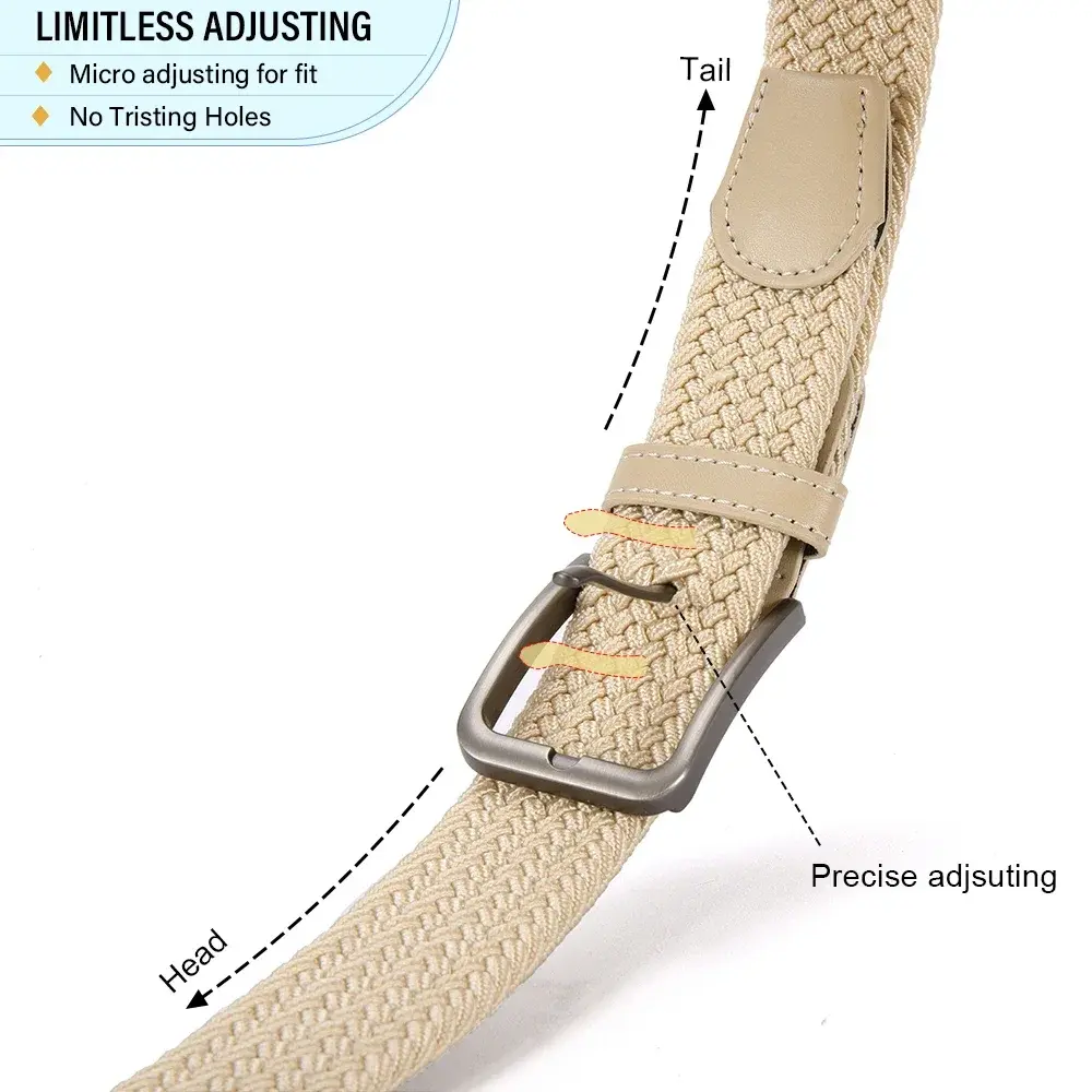 Men's Elastic Belts Unisex Casual Woven Belt for Men Outdoor Rock Climbing Training Work Belt with Jeans Belt of Women 115cm