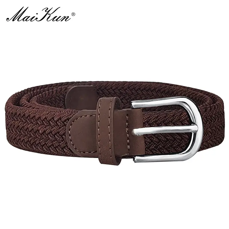 MaiKun Canvas Braided Belts for Women Fashion Adjustable Big Size   Metal Pin Buckle Elastic Waistband High Quality Casual Style