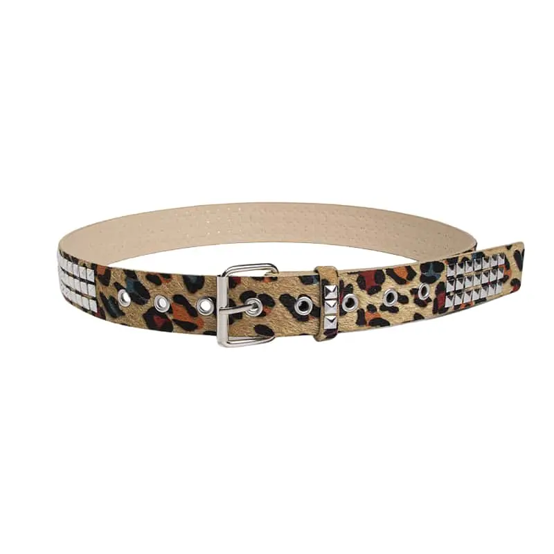 Punk Pink Fur Rivets For Women's Belt Hip Hop Y2k Girls Jeans Accessories Girdle Goth Retro Brown Pin Buckle Pu Waistband