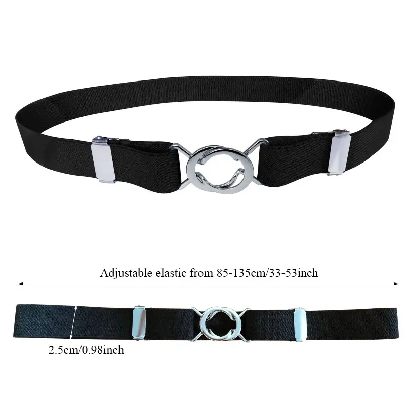 Adjustable Elastic Stretch Belt Invisible Belt for Women Girls Jeans Pants Dress,2.5cm Wide Metal Ring Buckle,No Hassle,No Bugle
