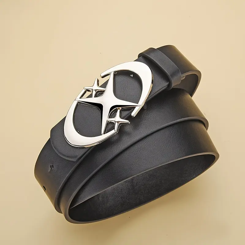 1pcs Men's Belt Punk Star Buckle Belt Design Cross Metal Vintage Gothic Men Women Y2K Belt Neutral Belts-Pair with Pants Jeans