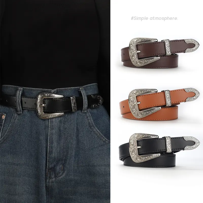 A men's and women's all-purpose european-style retro belt casual buckle belt