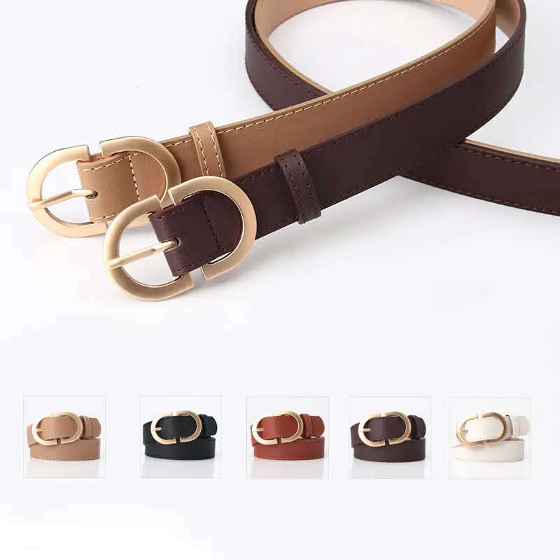 Belts for Women Simple Fashion Luxury Brand Leather Mental Jeans Dress Skirt Pin Buckle Girls Thin Belt Retro Waistband LD2301