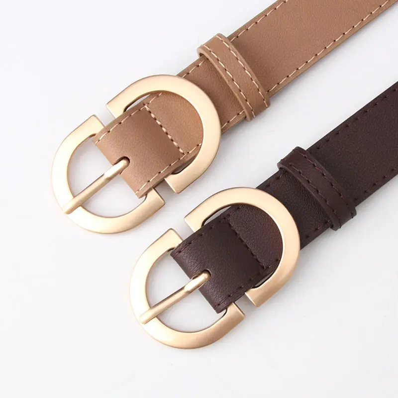 Belts for Women Simple Fashion Luxury Brand Leather Mental Jeans Dress Skirt Pin Buckle Girls Thin Belt Retro Waistband LD2301