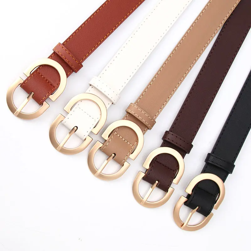 Belts for Women Simple Fashion Luxury Brand Leather Mental Jeans Dress Skirt Pin Buckle Girls Thin Belt Retro Waistband LD2301