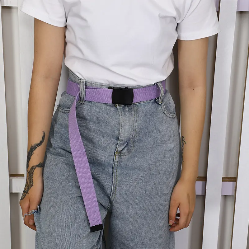 New Unisex Automatic Buckle Fashion Nylon Belt Classic Popular Casual Light Practical Woven Smooth Women Men Canvas Belt 3.8cm