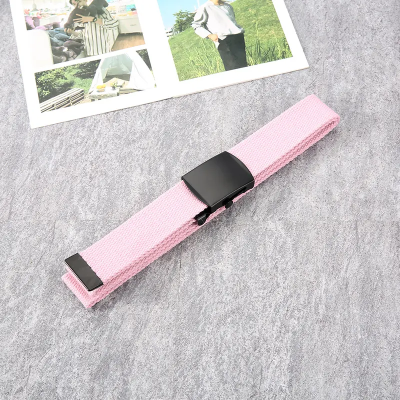 New Unisex Automatic Buckle Fashion Nylon Belt Classic Popular Casual Light Practical Woven Smooth Women Men Canvas Belt 3.8cm