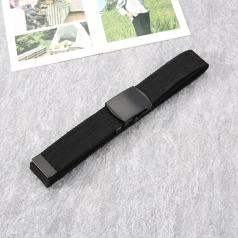 New Unisex Automatic Buckle Fashion Nylon Belt Classic Popular Casual Light Practical Woven Smooth Women Men Canvas Belt 3.8cm