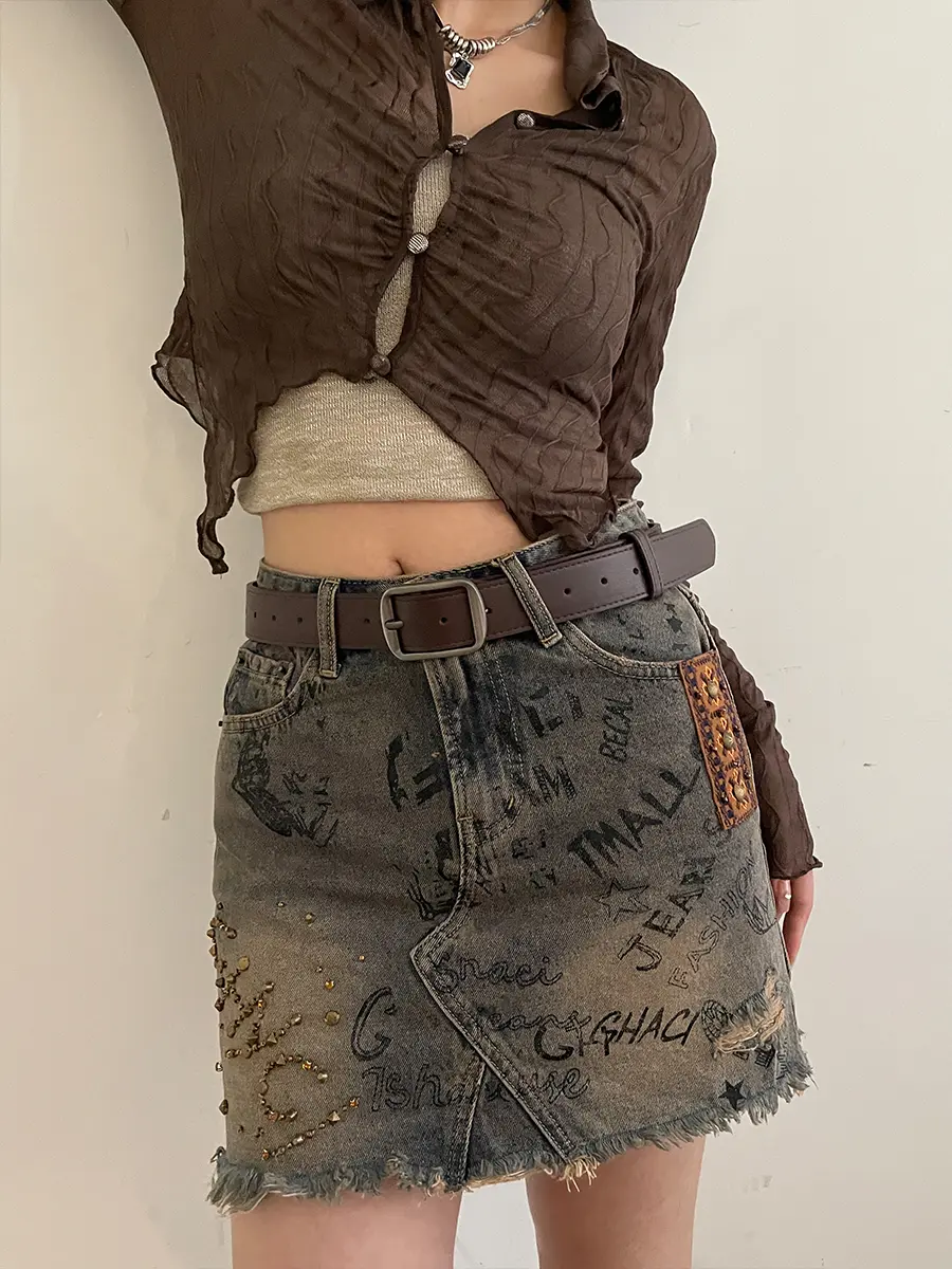 Belt Women's 2024 New Summer Decorative Jeans Student Coffee Versatile Wide Belt Design Feel Belt Black