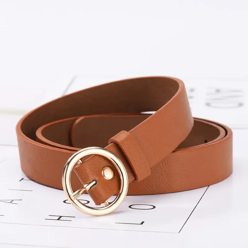 New Women's Belt Trend Gold Round Button Belt Personalized Decoration Paired with Long Pants Jeans Belt Soft and Cheap Belt