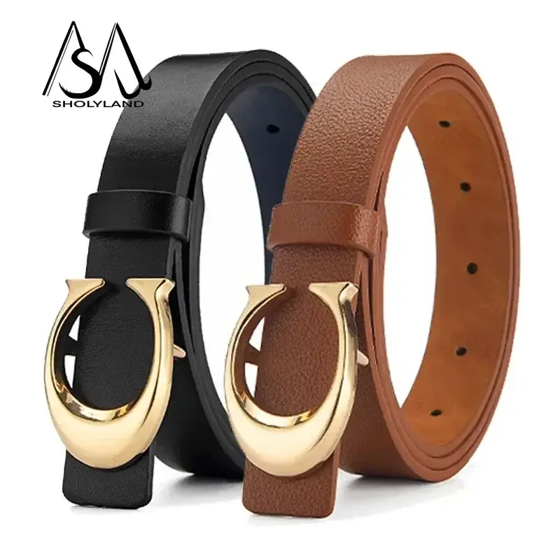 2023 Trendy Women's Belt Fashion Alloy Moon Button Multi Color Leather Thin Belt Versatile Daily Jeans Decoration