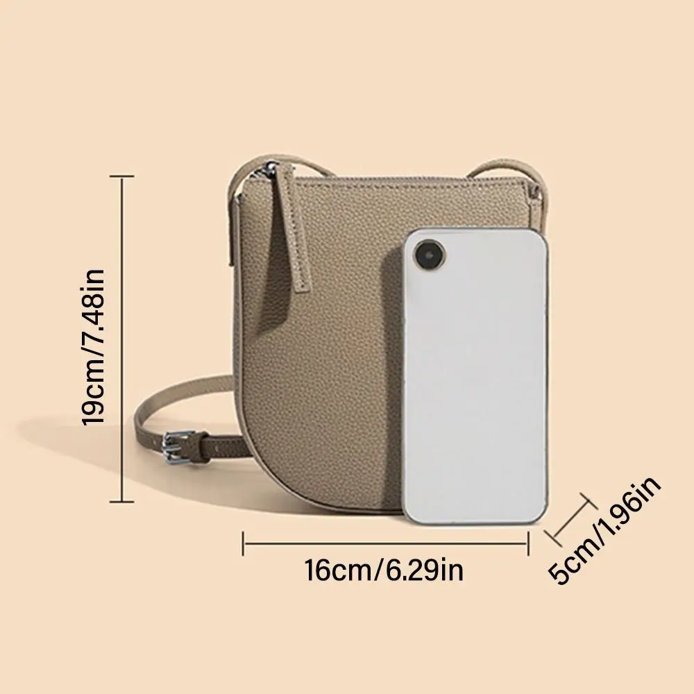 Litchi Pattern Shoulder Bag New Zipper Solid Color Crossbody Bag Genuine Leather Phone Bag Ladies