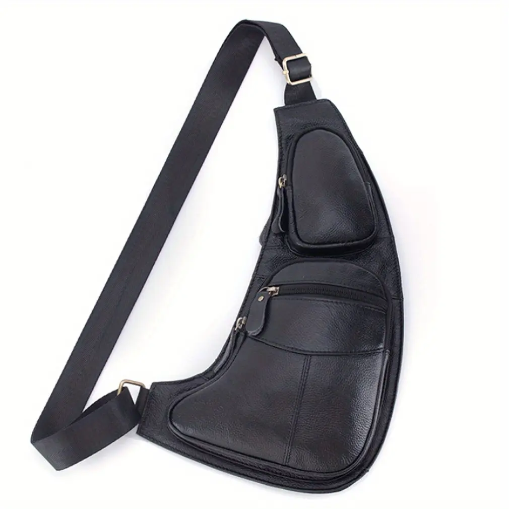 Retro leather crossbody bag, unisex backpack, single-shoulder crossbody bag, outdoor travel hiking camping tactical chest bag