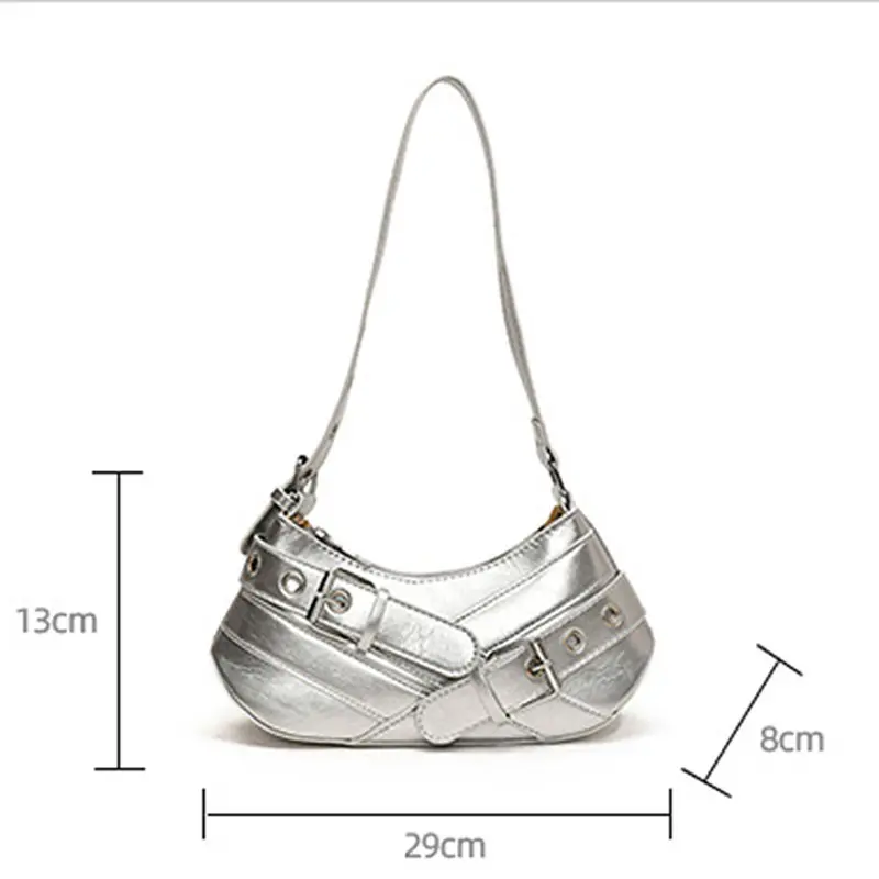 PU Vintage Shoulder Bag Y2K Hottie Handbag Adjustable Underarm Bag Women Waterproof Crossbody Bag Cool Handsome Solid Color Bags
