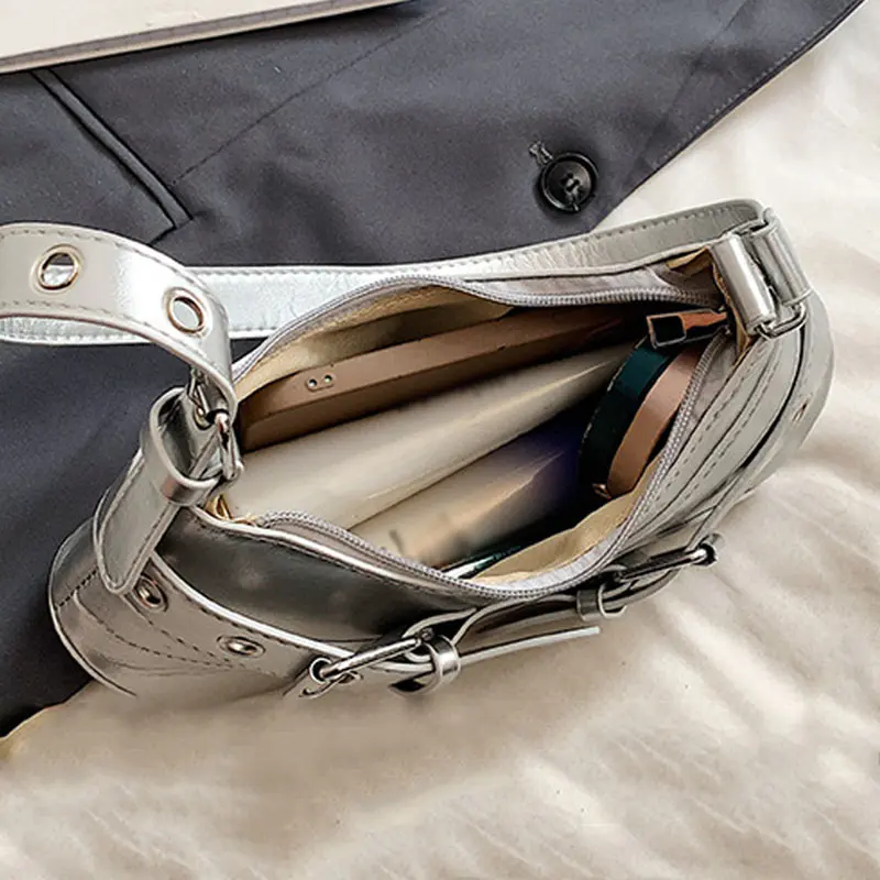 PU Vintage Shoulder Bag Y2K Hottie Handbag Adjustable Underarm Bag Women Waterproof Crossbody Bag Cool Handsome Solid Color Bags