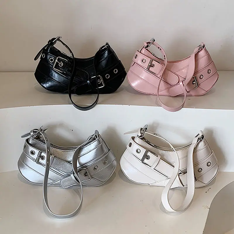 PU Vintage Shoulder Bag Y2K Hottie Handbag Adjustable Underarm Bag Women Waterproof Crossbody Bag Cool Handsome Solid Color Bags