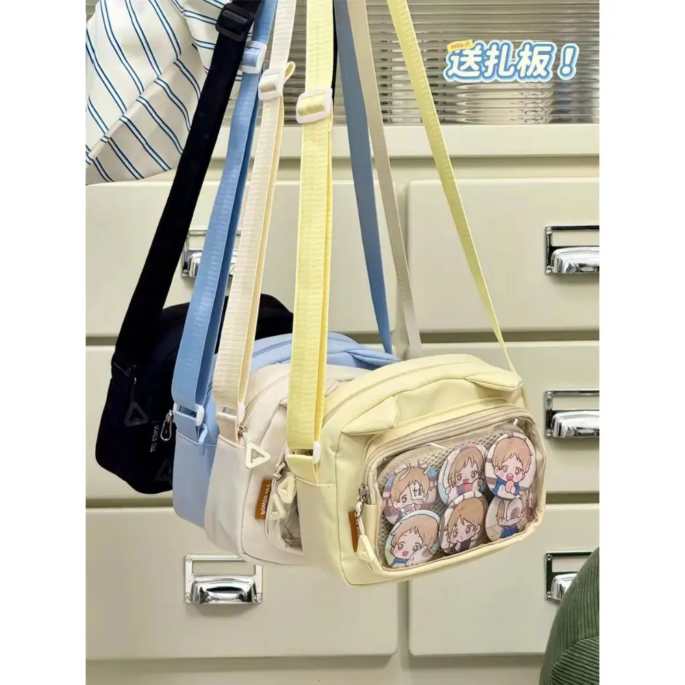 Japanese Harajuku Cute Girls Y2K Transparent Cartoon Ita Bag Ulzzang Doll Bag Versatile Crossbody Bag Casual Mobile Phone Bag