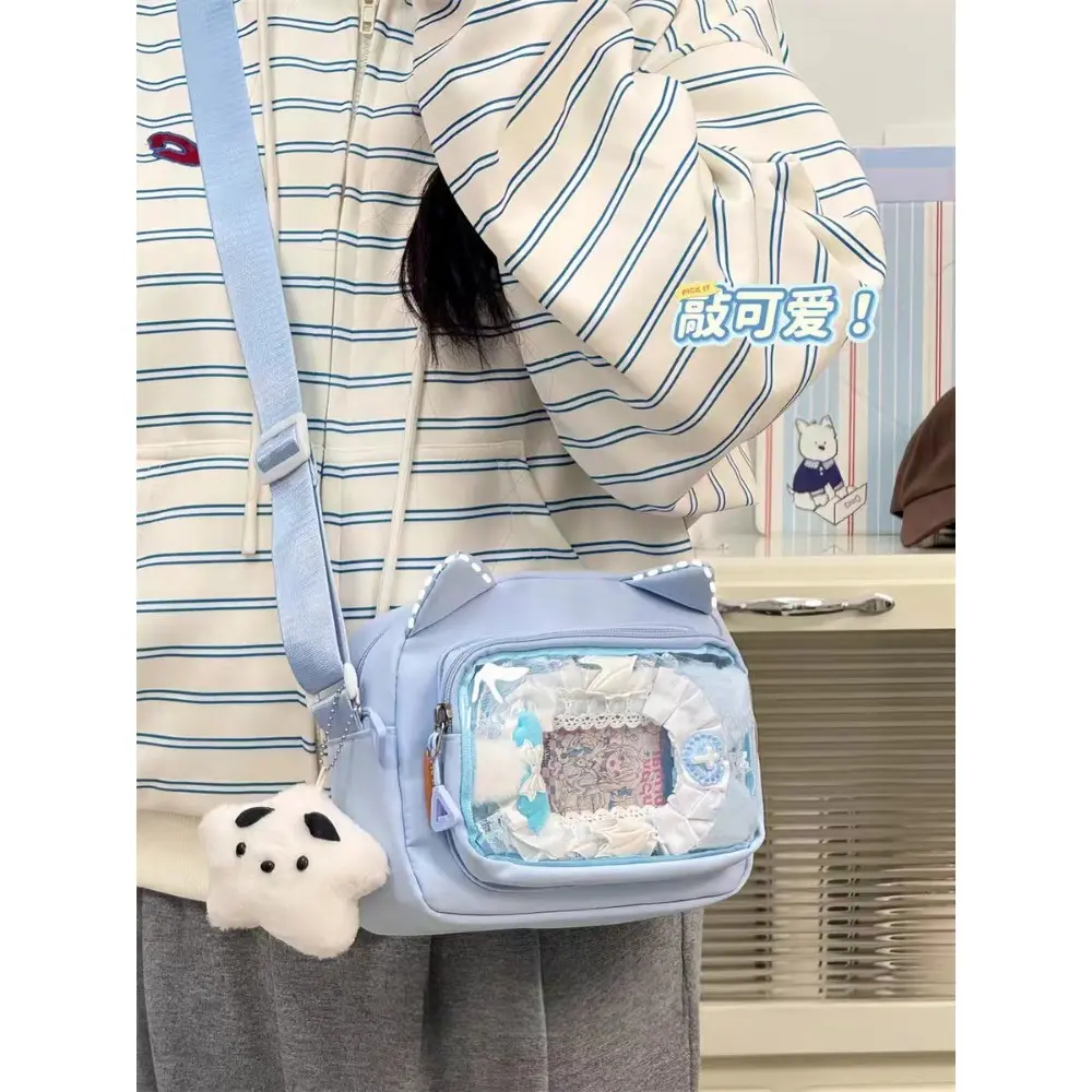 Japanese Harajuku Cute Girls Y2K Transparent Cartoon Ita Bag Ulzzang Doll Bag Versatile Crossbody Bag Casual Mobile Phone Bag