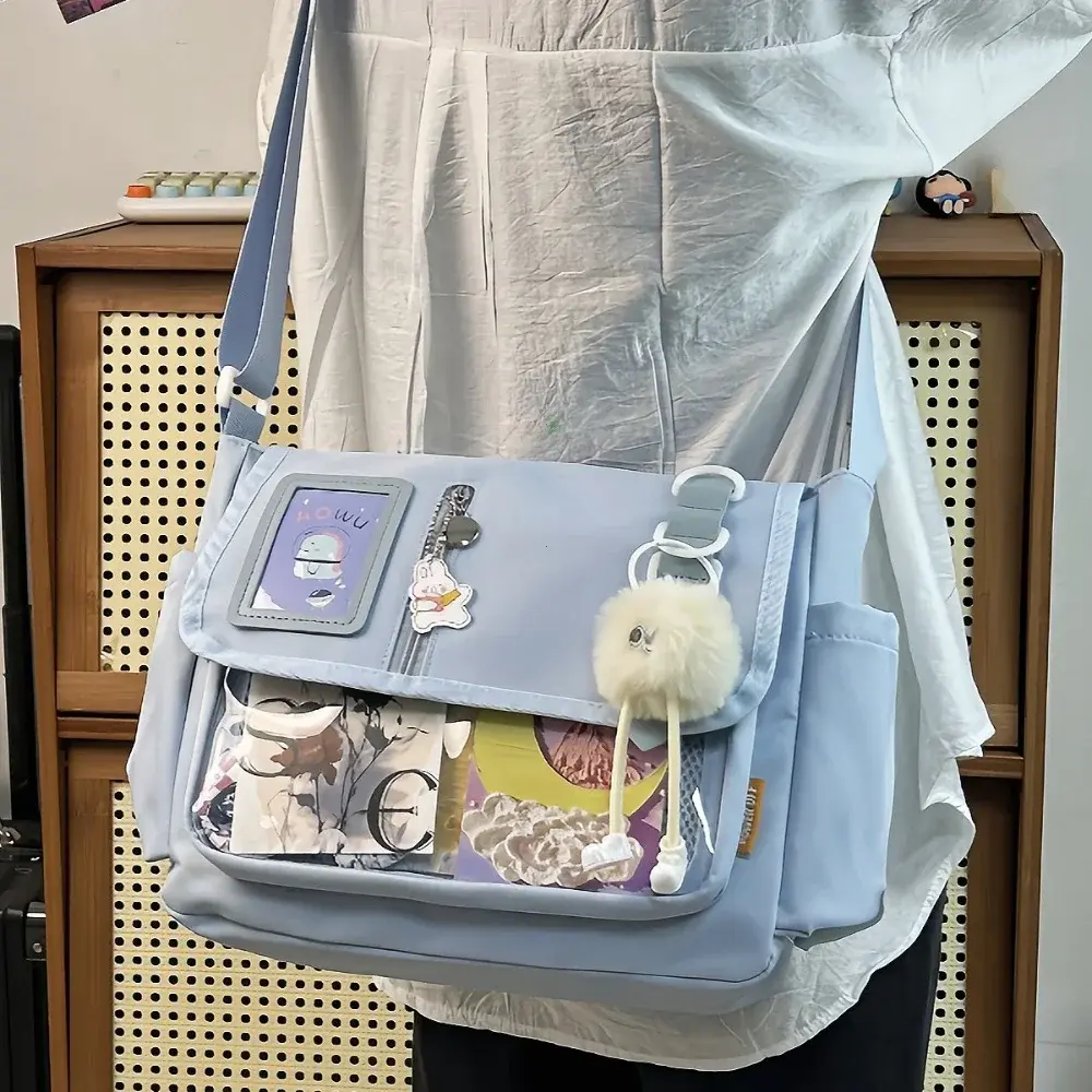 Y2K Japanese Harajuku School Bags for Teenage Girls New 2025 Transparent Itabag Crossbody Bag DIY Badges Display Plate Ita Bag