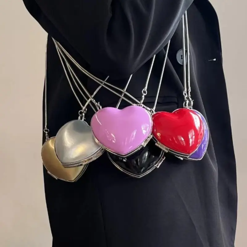 Heart Shape Mini Coin Purses Fashion Sliver Women's Ladies Luxury  Evening Party Cute Shoulder Bag Crossbody Bags Small Handbags