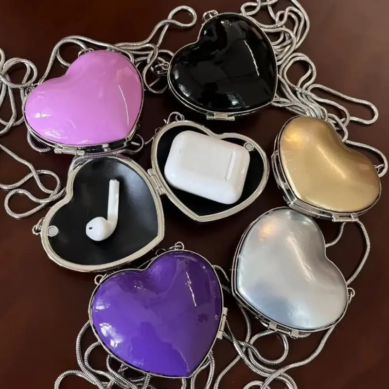 Heart Shape Mini Coin Purses Fashion Sliver Women's Ladies Luxury  Evening Party Cute Shoulder Bag Crossbody Bags Small Handbags